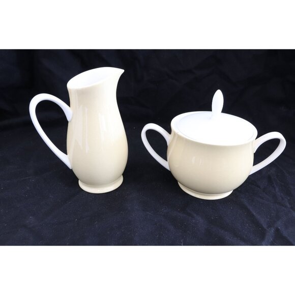 Vintage MCM Iron Stone Kokura Ware Japan Creamer & Sugar Dish With Lid 2 Handles - Picture 1 of 8